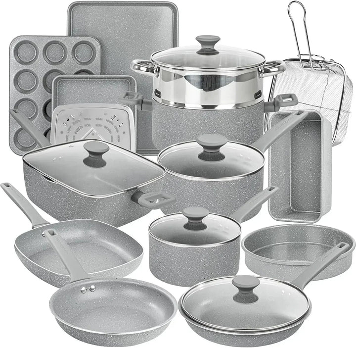 DiamondChef 20 - Piece Nonstick Cookware Set - Rain Bown Home